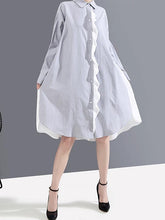 Loose Striped Chiffon Shirt Dress